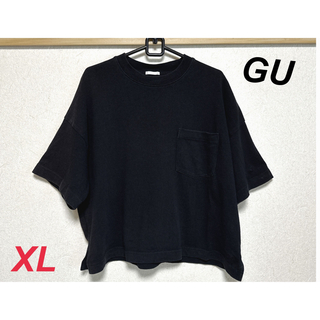 ジーユー(GU)のGU レディース　ヘビーウェイトT ブラック　XL(Tシャツ(半袖/袖なし))