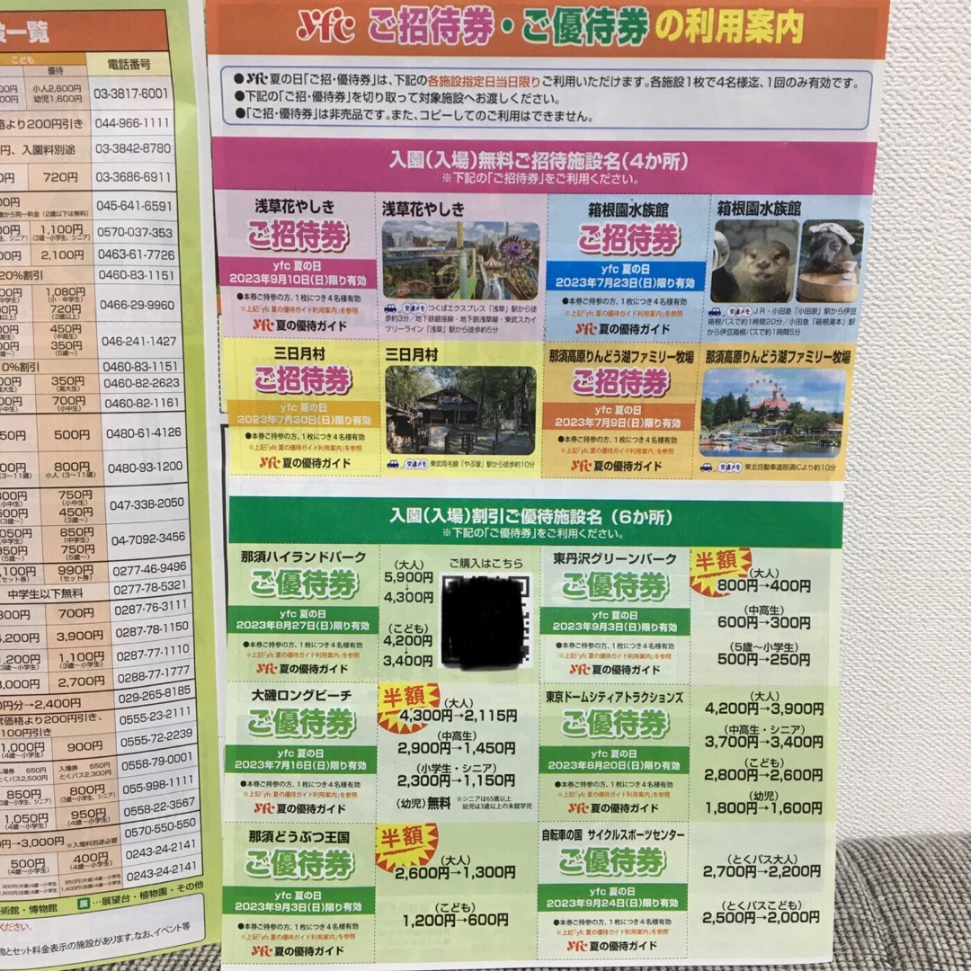 読売新聞 夏の優待券 2023 チケットの施設利用券(遊園地/テーマパーク)の商品写真