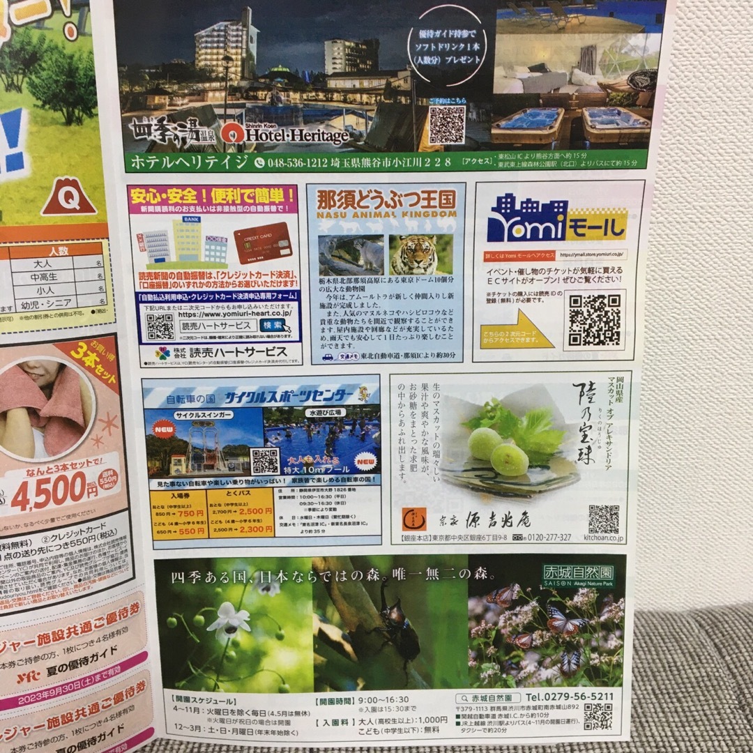 読売新聞 夏の優待券 2023 チケットの施設利用券(遊園地/テーマパーク)の商品写真