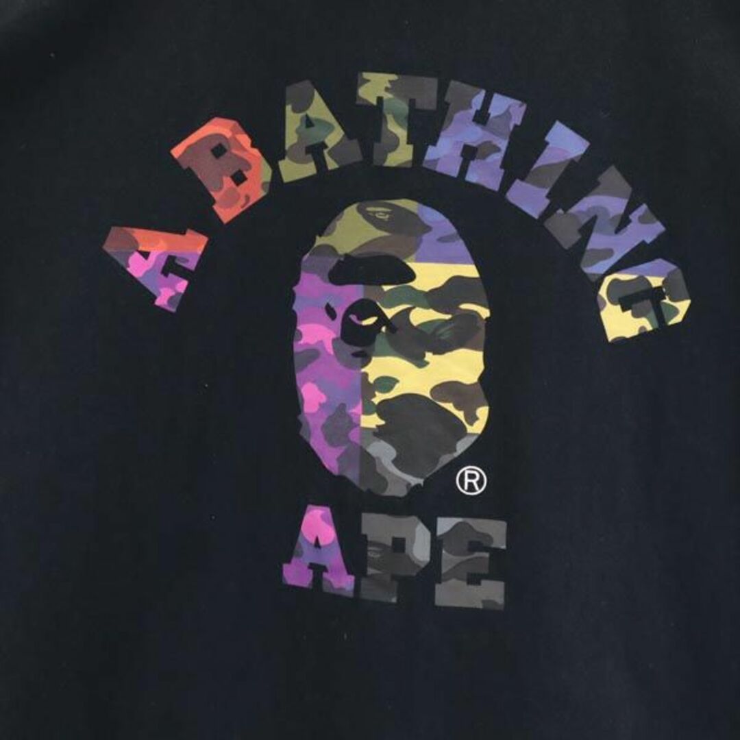 A BATHING APE アベイシングエイプ フロント マルチロゴプリント 半袖Tシャツ ブラック