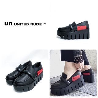 ユナイテッドヌード(UNITED NUDE)の■定4.8万 美品 ユナイテッドヌード ローファー 37 スニーカー 黒 完売品(ローファー/革靴)