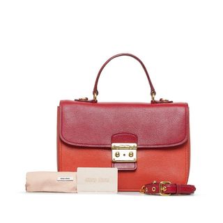 ミュウミュウ MIUMIU ハンドバッグ 斜め掛けショルダーバッグ 2Wayバッグ レザー オレンジ レディース 送料無料 t14706