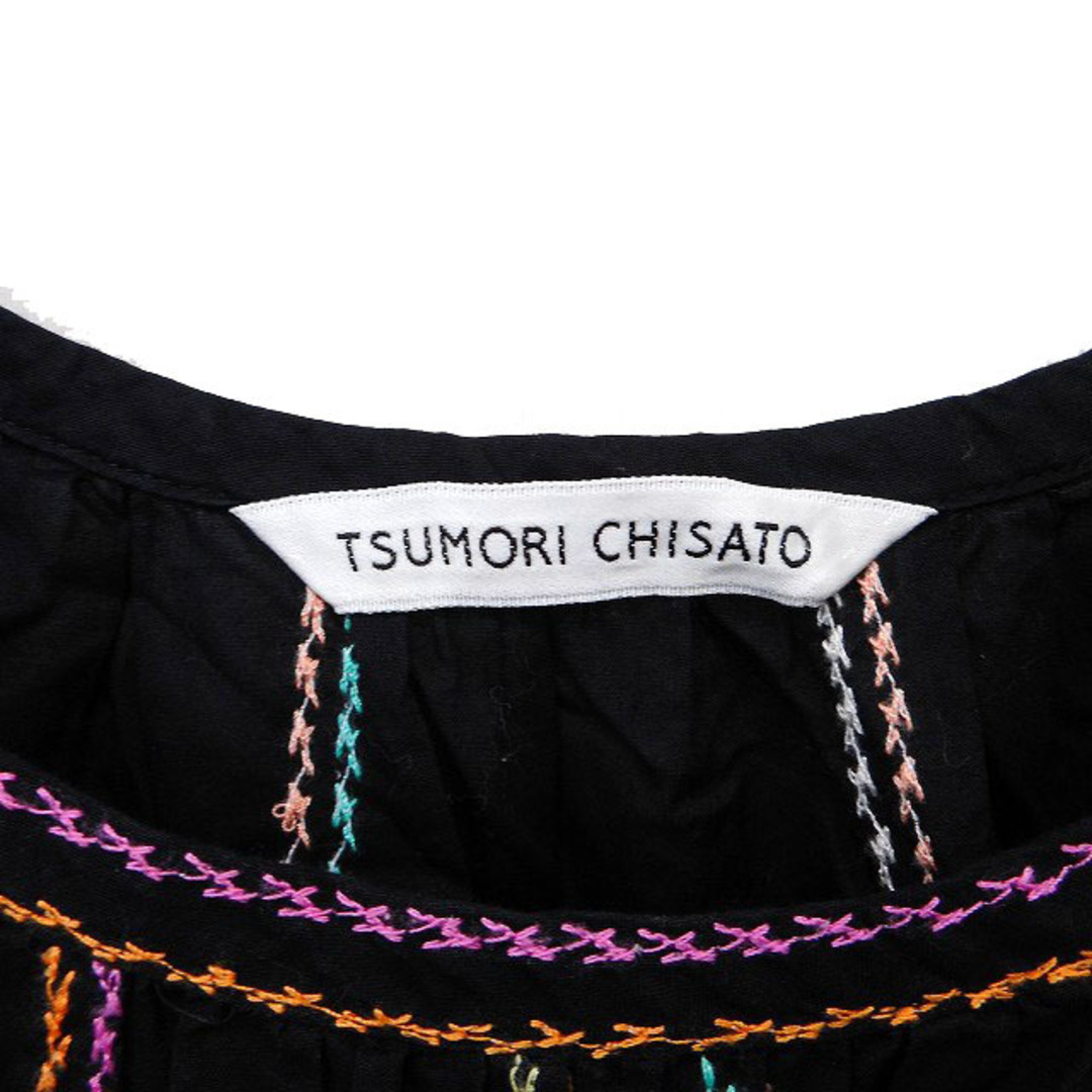 TSUMORI CHISATO(ツモリチサト)のツモリチサト ワンピース Hライン ひざ丈 刺繍 コットン ダイヤ柄 半袖 2 レディースのワンピース(ひざ丈ワンピース)の商品写真