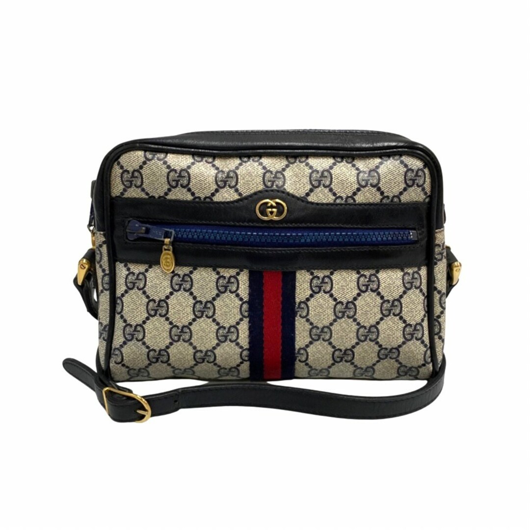 グッチ オールドグッチ GUCCI ショルダーバッグ ネイビー レザー-