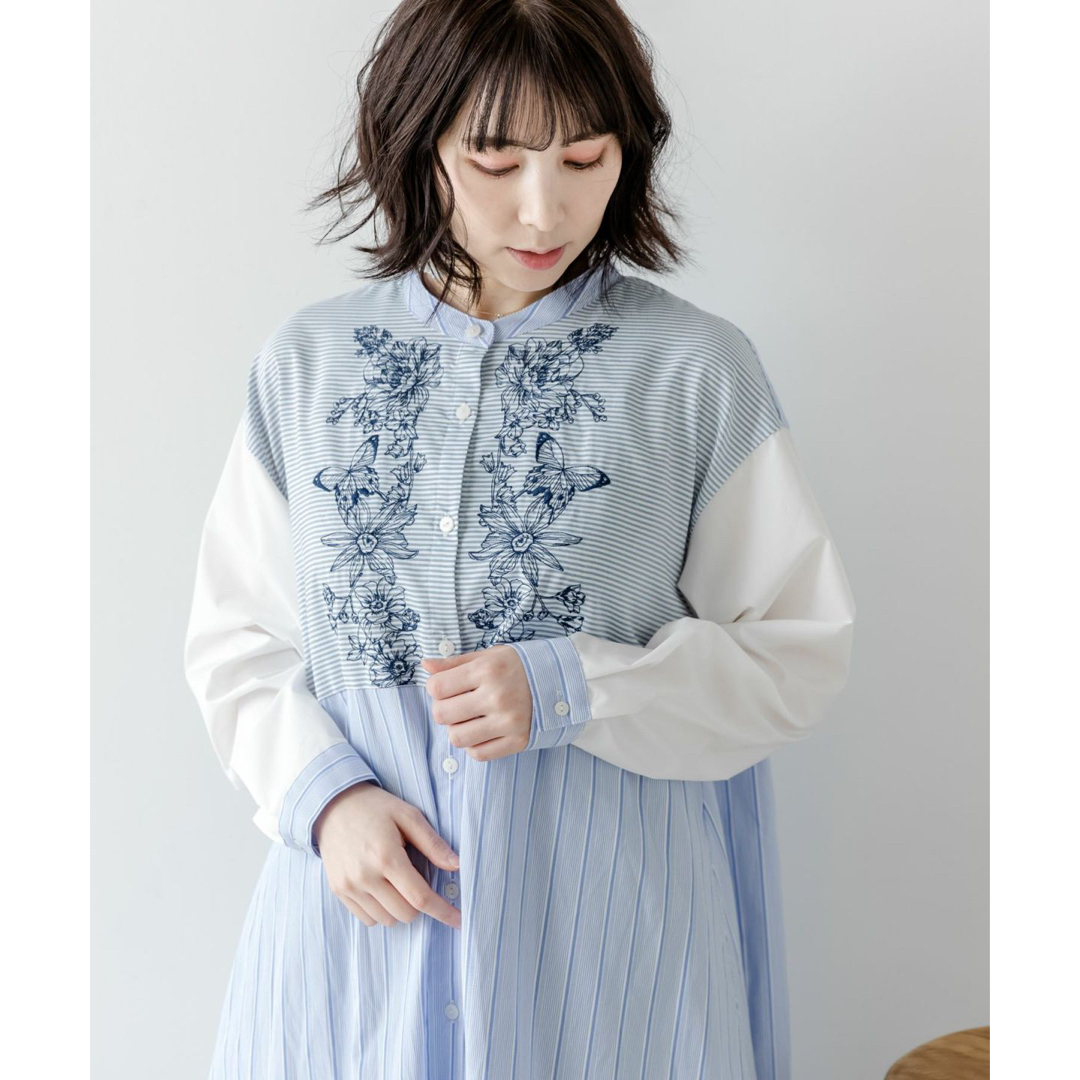 新品 イズスカラー ワンピース レース刺繍 ネイビー M - 通販