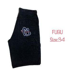 FUBU - 90s FUBU デニムペインターパンツ ショーツ ブラック 34の通販