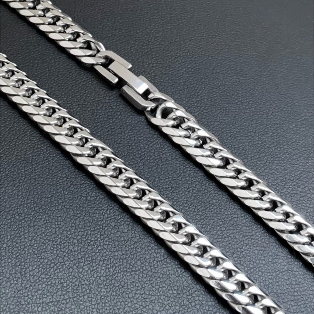 喜平チェーンネックレス シルバー 6面ダブル 40cm 7mm 33g 鏡面