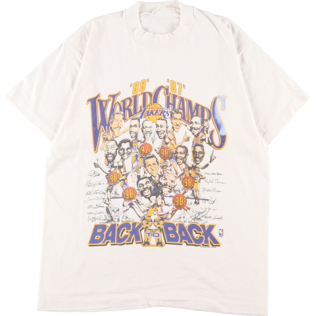 80年代 UNKNOWN NBA LOSANGELES LAKERS ロサンゼルスレイカーズ スポーツプリントTシャツ メンズM ヴィンテージ /eaa349254