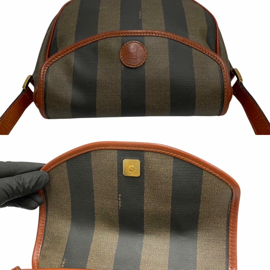 極 美品 希少品 保存袋付 FENDI フェンディ ぺカン 柄 FF ロゴ レザー 本革 ミニ ショルダーバッグ ポシェット ブラウン 茶 99260