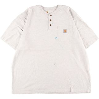 カーハート(carhartt)の古着 ビッグサイズ カーハート Carhartt ORIGINAL FIT ヘンリーネック 半袖 ワンポイントロゴポケットTシャツ メンズXXXL /eaa350728(Tシャツ/カットソー(半袖/袖なし))