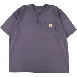 カーハート(carhartt)の古着 ビッグサイズ カーハート Carhartt ヘンリーネック 半袖 ワンポイントロゴポケットTシャツ メンズXXXL /eaa349429(Tシャツ/カットソー(半袖/袖なし))