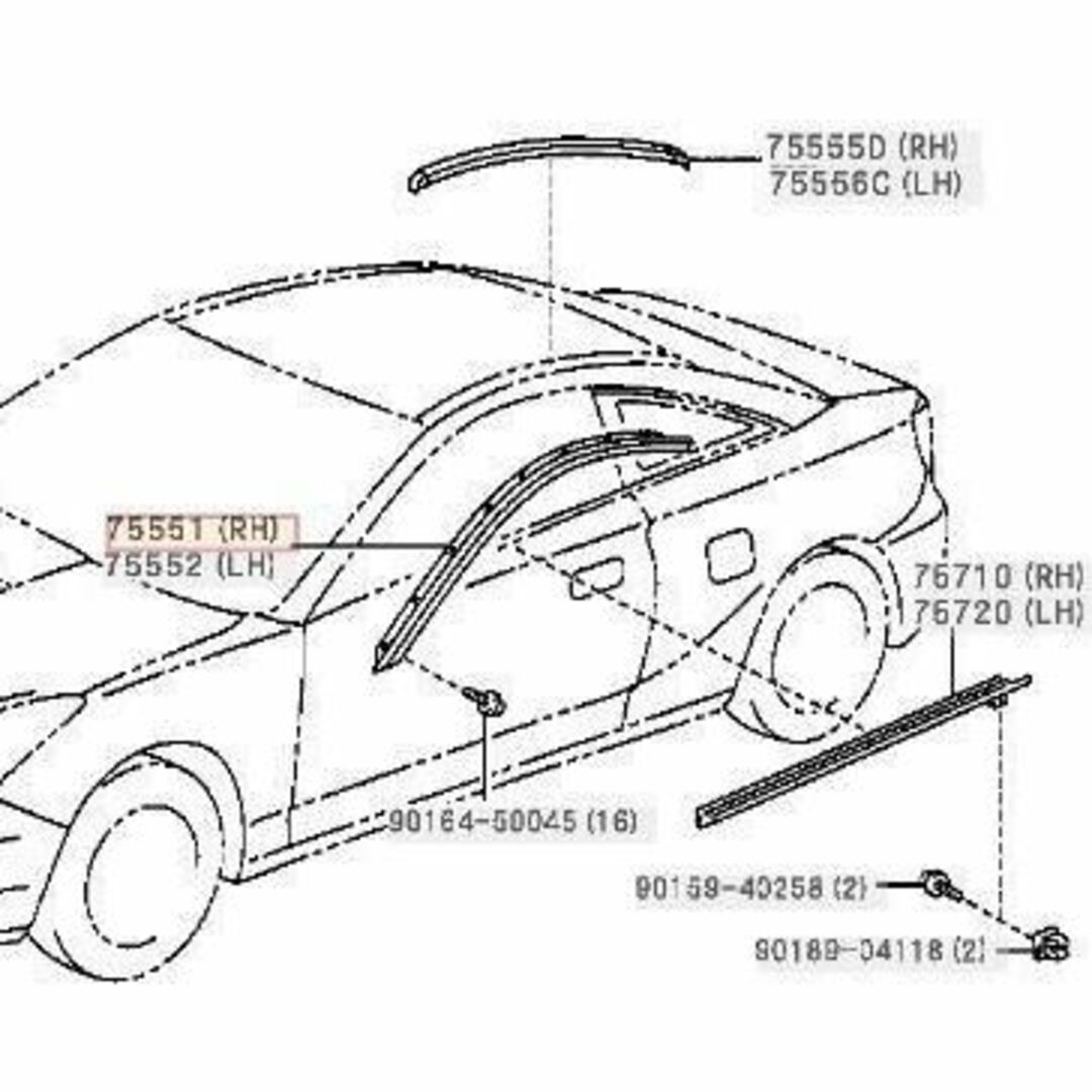 車種別パーツトヨタ 純正 セリカ ルーフ ドリップ  モールディング 左右 ルーフモール