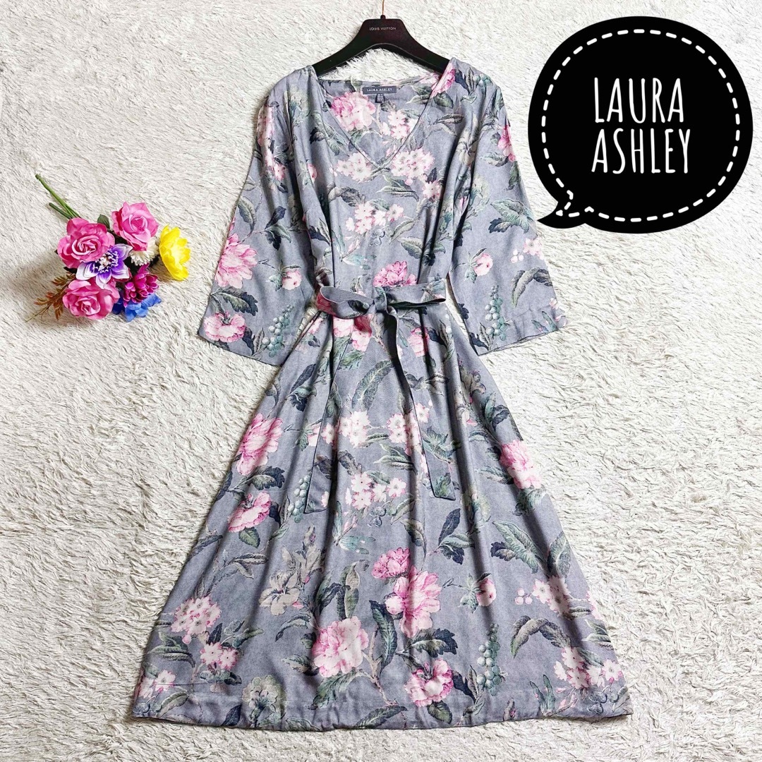 LAURA ASHLEY - 美品 ꕤ ローラアシュレイ 大きいサイズ ワンピース 花