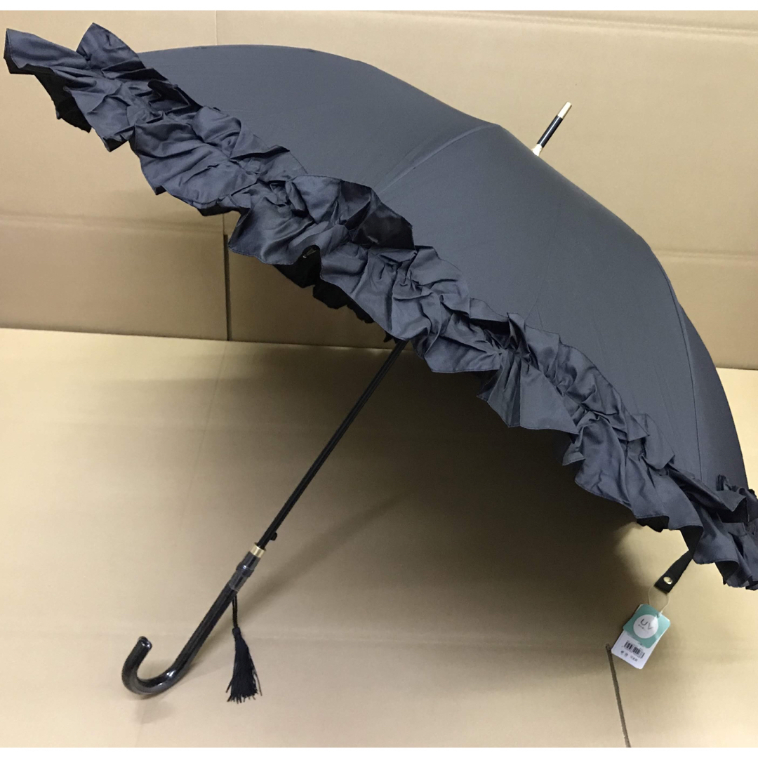 大きいフリルの晴雨兼用ジャンプ長傘 レディースのファッション小物(傘)の商品写真