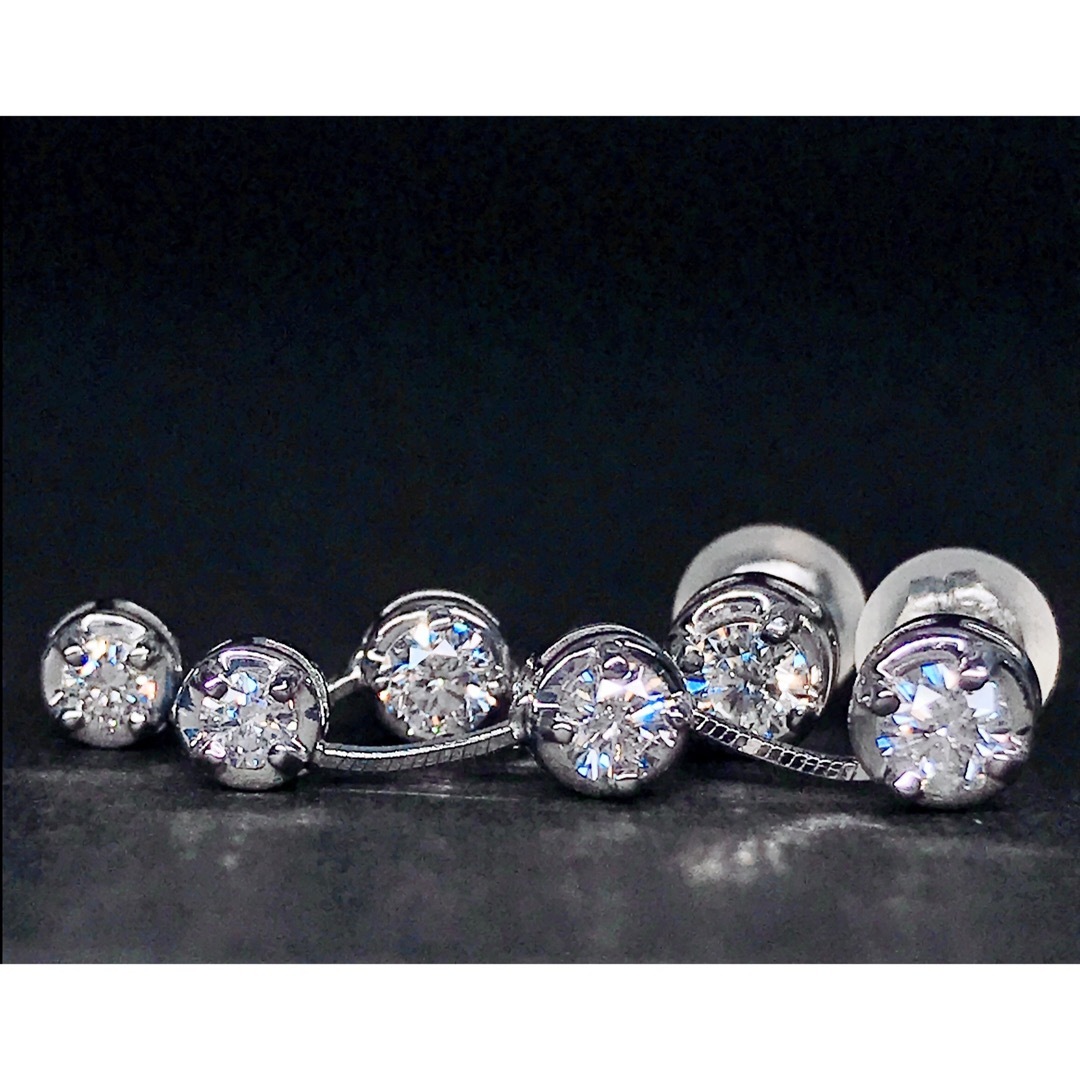 0.70ct セイコージュエリー ダイヤモンド ピアス K18WG トリロジーの