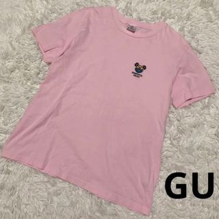 ジーユー(GU)のGU Tシャツ クマ Lサイズ ピンク 良品(Tシャツ/カットソー(半袖/袖なし))