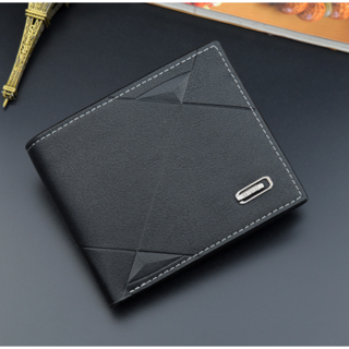 カジュアル PUレザー 二つ折り ミニ財布 ショートウォレット ブラック(折り財布)