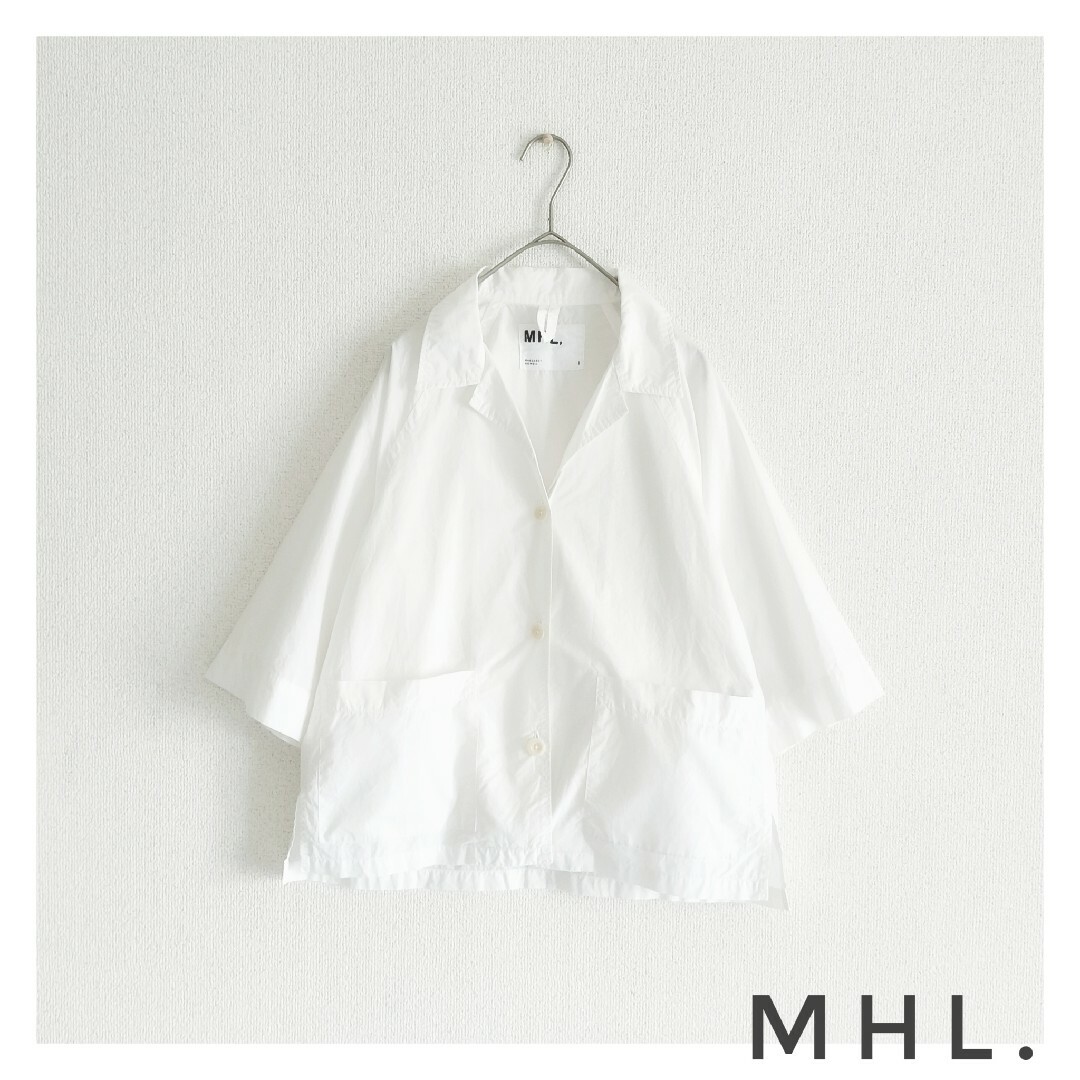 MHL. コットンリネン オープンカラーシャツ 白 Ⅰ マーガレットハウエル