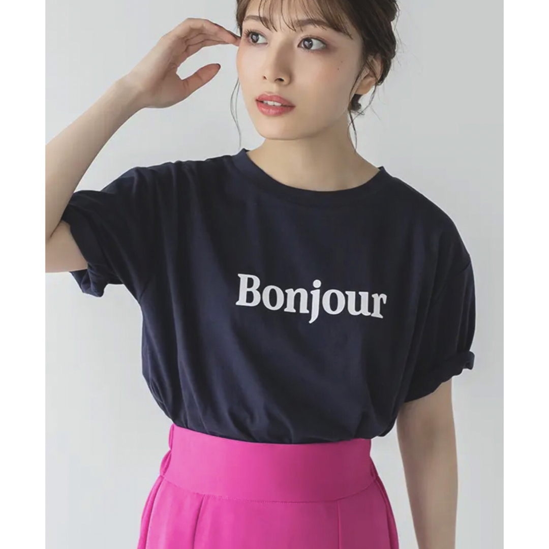 【新品/タグ付き】Edit Sheen ボンジュールロゴTシャツ n×w レディースのトップス(Tシャツ(半袖/袖なし))の商品写真