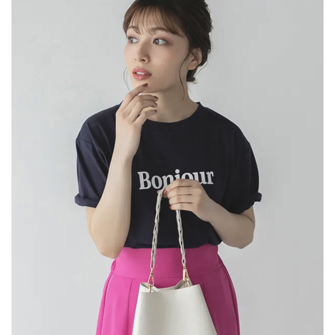 【新品/タグ付き】Edit Sheen ボンジュールロゴTシャツ n×w レディースのトップス(Tシャツ(半袖/袖なし))の商品写真