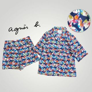 アニエスベー(agnes b.)の[美品 希少] アニエスベー セットアップ 総柄 犬 花 レーヨン ボタニカル(その他)