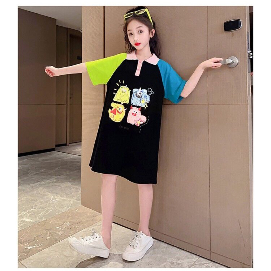 KWFB034キッズ 子供服 Tシャツワンピース ロングワンピース 女の子 春夏 キッズ/ベビー/マタニティのキッズ服女の子用(90cm~)(ワンピース)の商品写真