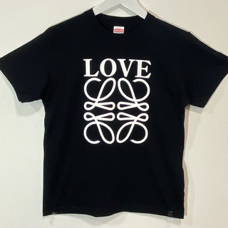 男女兼用　LOVEパロディ Tシャツ（黒）(Tシャツ/カットソー(半袖/袖なし))