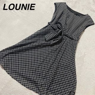 ルーニィ(LOUNIE)のLOUNIE ルーニィ　ウエストリボン付きワンピース　36サイズ(ひざ丈ワンピース)