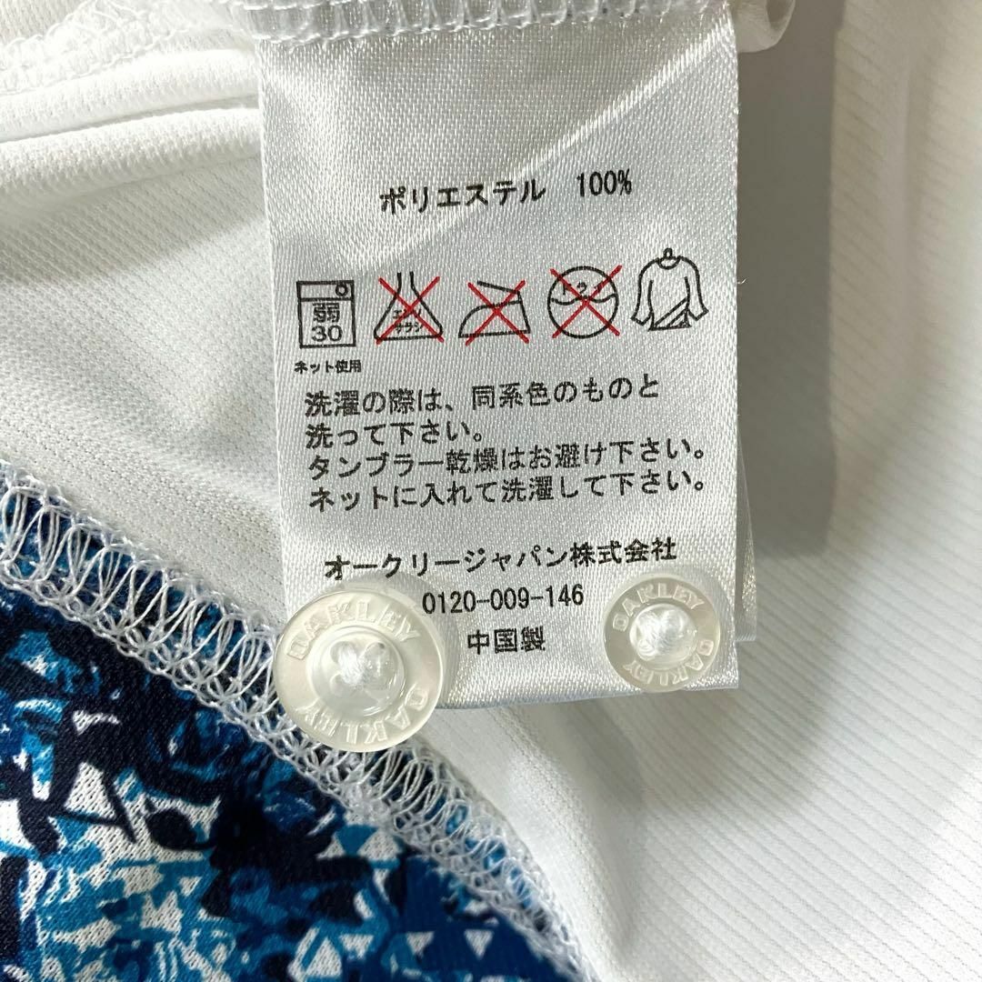 Y2K オークリー OAKLEY ロゴ刺繍 ジップデザイン 半袖ポロシャツ L