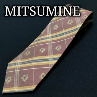 ミツミネ(Mitsumine)のミツミネ エンブレムチェック ワインレッド＆イエロー ネクタイ A103-D17(ネクタイ)