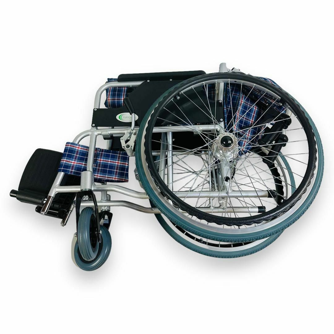 【極美品】アルミ製 車イス 自走用車椅子 ノーパンクタイヤ クッションシート