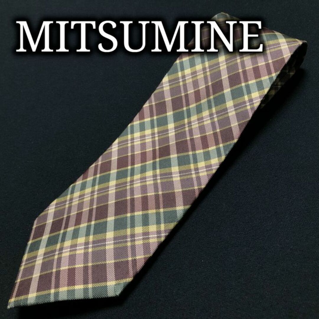 Mitsumine(ミツミネ)のミツミネ チェック ワインレッド＆グリーン ネクタイ A103-D18 メンズのファッション小物(ネクタイ)の商品写真