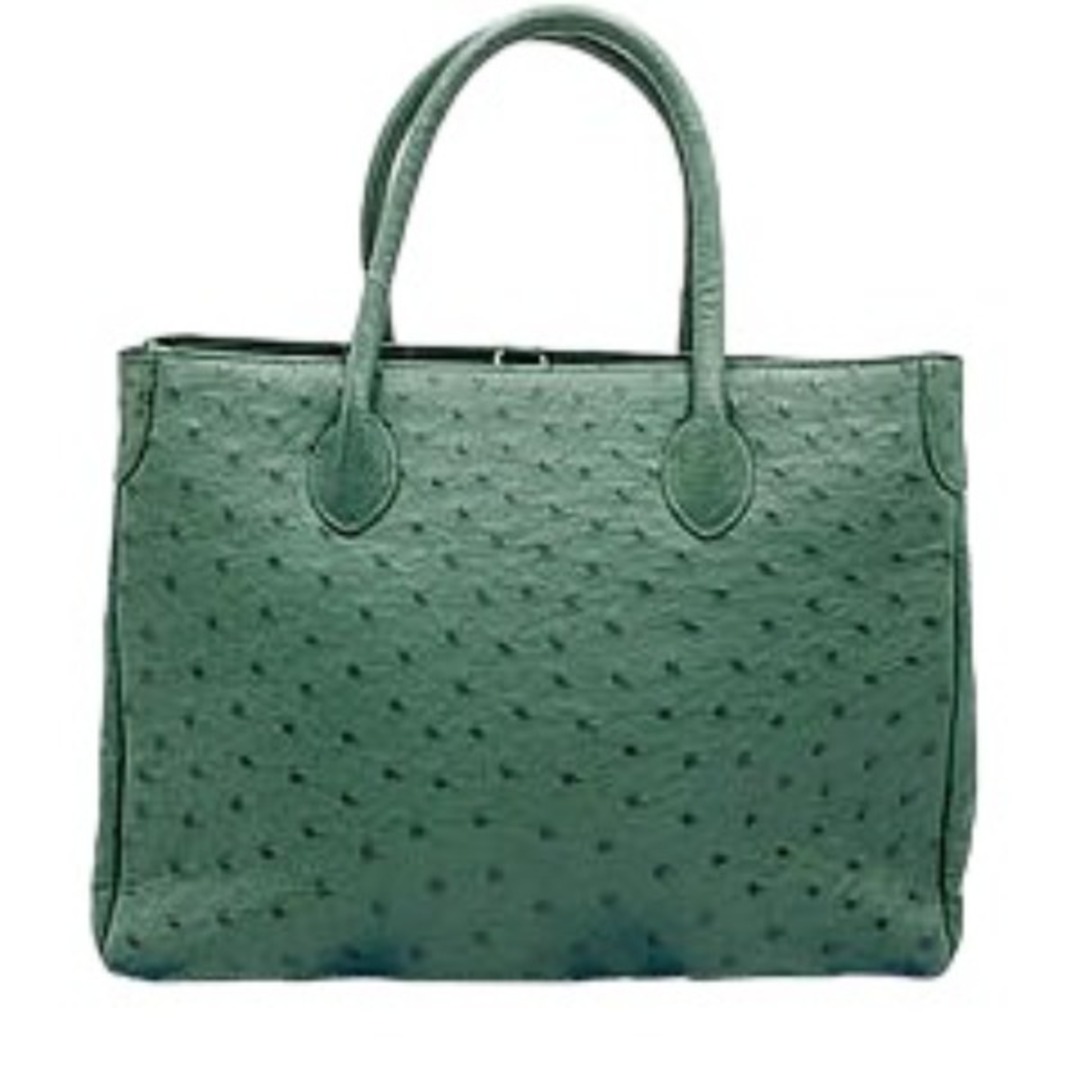 オーストリッチ　トートバッグ 緑 OSTRICH - オーストリッチ ハンドバッグ グリーン ostrichの通販