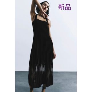 ザラ(ZARA)の新品タグ付！ZARA ザラ＊セミシースルーミディワンピース　M(ロングワンピース/マキシワンピース)