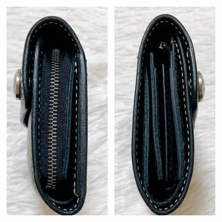 ファッション小物✨美品✨FUNNY ファニー 3つ折り財布　ミドルウォレット　ブラック　レザー