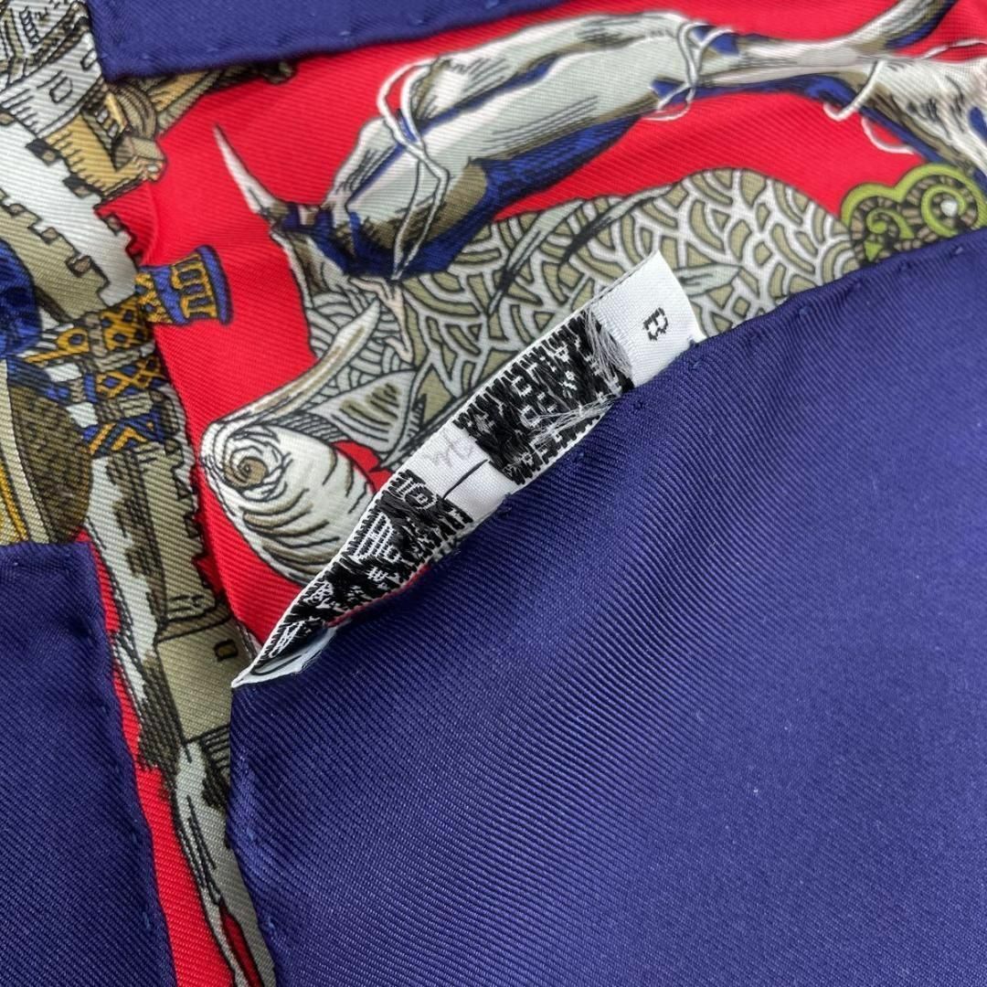 HERMES カレ90 絹糸の赴くままに スカーフ ネイビー レッド | pick.com.mx