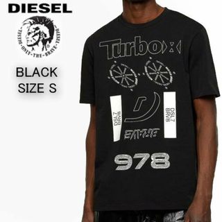 ディーゼル(DIESEL)の新品 DIESEL ディーゼル クルーネック プリントTシャツ ブラック S(Tシャツ/カットソー(半袖/袖なし))