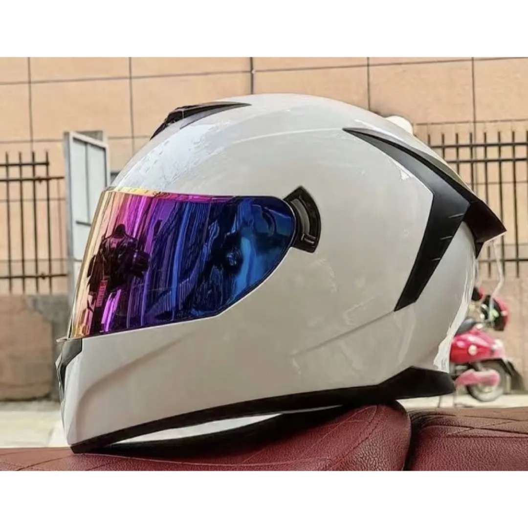 送料無料◆2025新品  ダブルレンズフルフェイスヘルメットバイクヘルメットレンズ色 セキュリティ・セーフティ