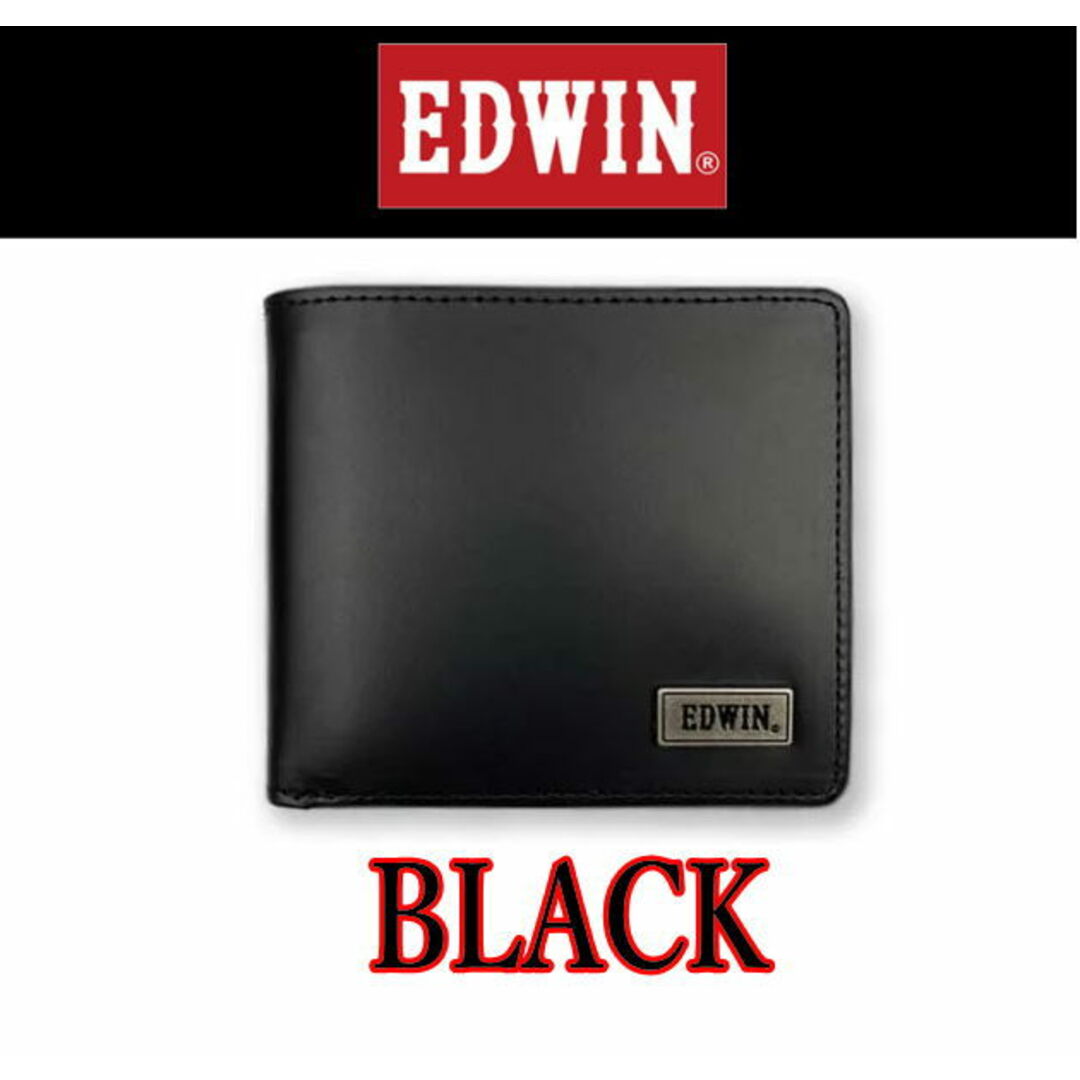 ブラック 黒 EDWIN エドウイン リサイクルレザー 折財布 45
