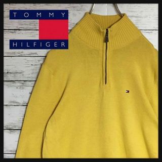 トミーヒルフィガー(TOMMY HILFIGER)の【美品イエロー】トミーヒルフィガー☆ハーフジップニット　人気サイズM F254(ニット/セーター)