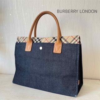 バーバリーブルーレーベル(BURBERRY BLUE LABEL)の【うさっぴ様専用】BURBERRY  ノバチェック デニム トートバッグ(トートバッグ)