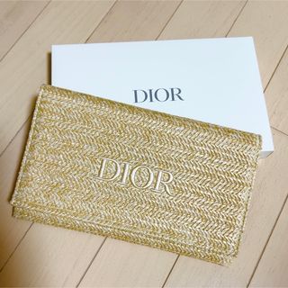 Dior ディオール　ラタンポーチ、ステッカー付き(ポーチ)