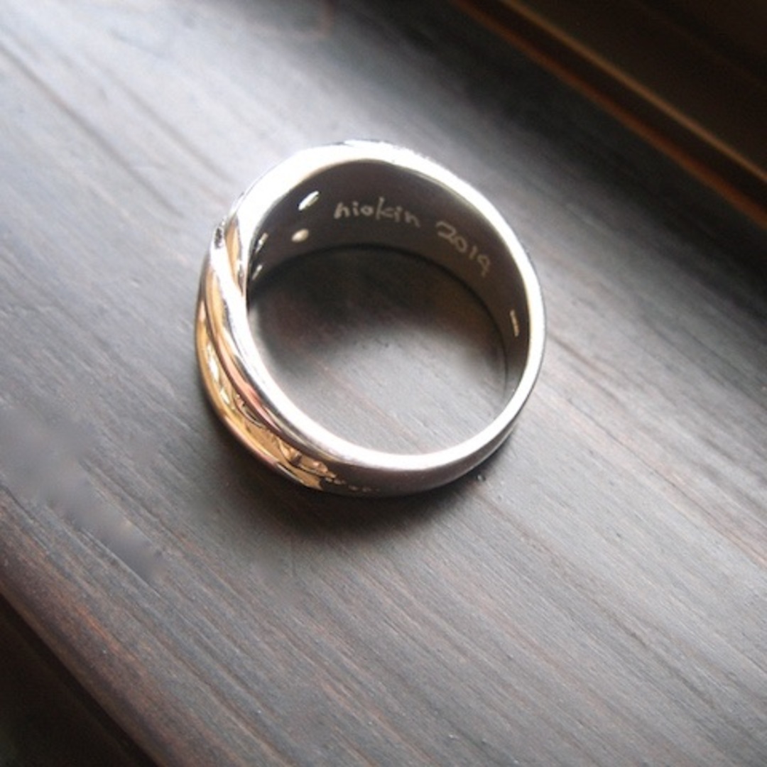 仁尾彫金『ブラックダイヤギャラクシーアイアンクロスリング』ハンドメイド メンズのアクセサリー(リング(指輪))の商品写真