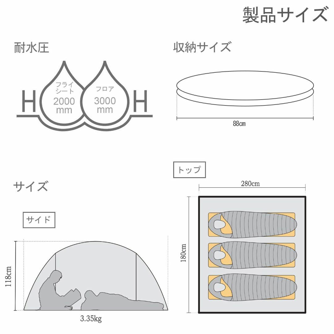 【色: ブラウン+カーキ】KAZOOキャンプ用自動屋外ポップアップテント防水用ク