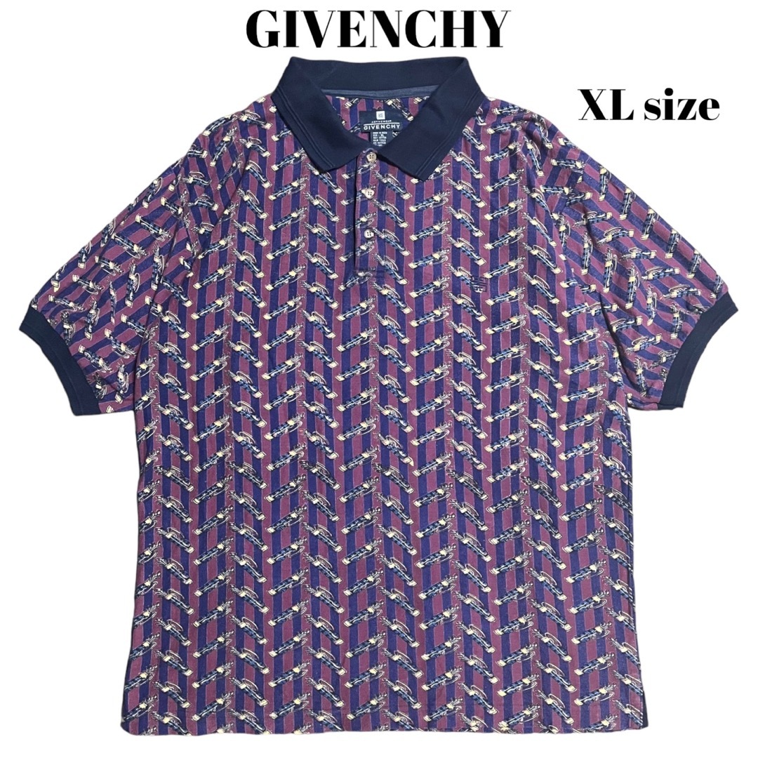 GIVENCHY デザインポロシャツ 総柄 パープル ヴィンテージ