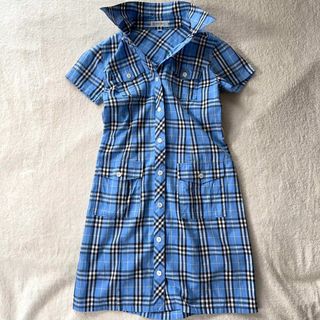 バーバリー(BURBERRY)のバーバリー ノバチェック シャツワンピース ブルー 150cm(ワンピース)