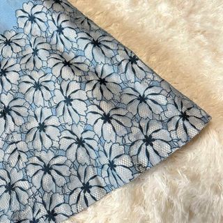 TOCCA - TOCCA ワンピース ひざ丈 メッシュ刺繍 フレア 水色 Aライン