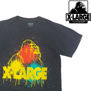 エクストララージ(XLARGE)のX-LARGE エクストララージ　OGゴリラ　デカロゴ　ペンキ　Lサイズ　黒(Tシャツ/カットソー(半袖/袖なし))