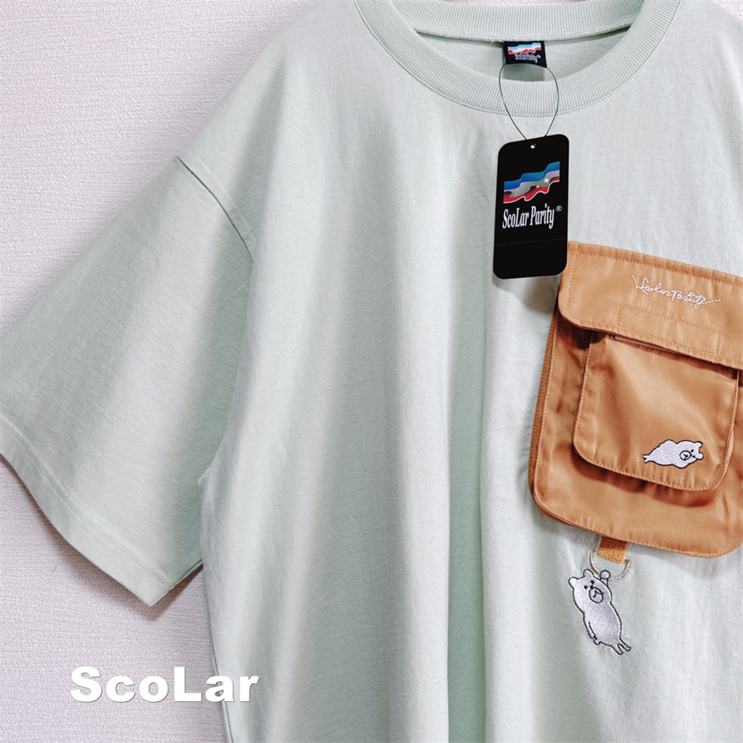 ScoLar - 【ScoLar Parity】スカラー 遊ぶクマ刺繍 Tシャツ タグ付未