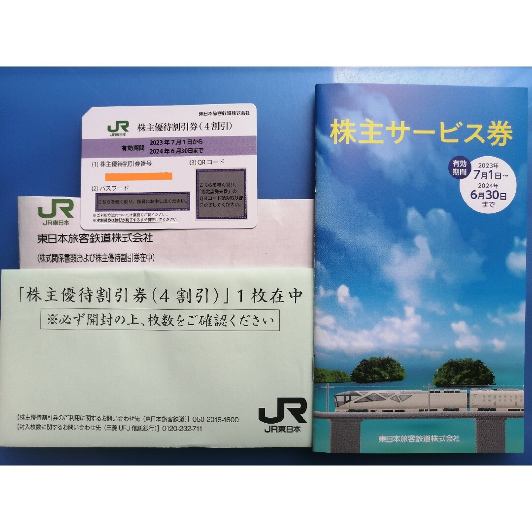 JR東日本4割引券株主優待割引券および株主サービス券1冊(一部使用済み)